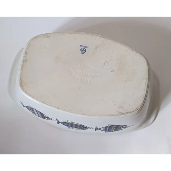 Vintage 60s Villeroy & Boch Viking Fish Casserole Dish MCM Luxembourg 12" NO LID